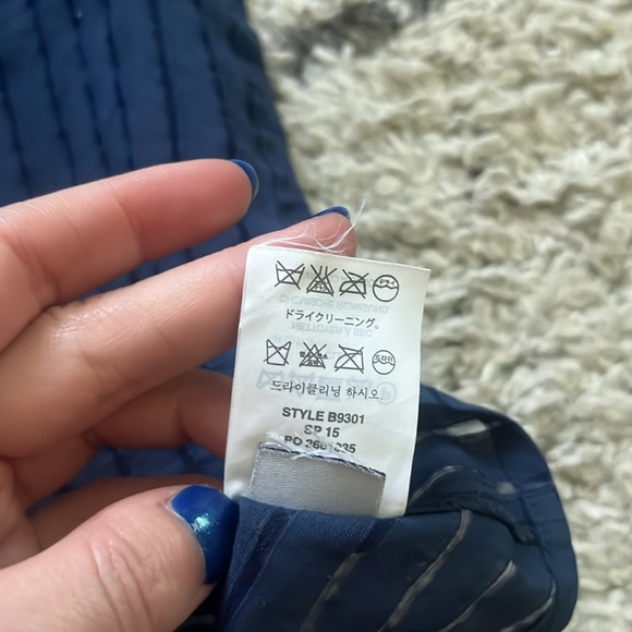 J Crew Size 4 Navy Striped Sheer Tee - Picture 3 of 6